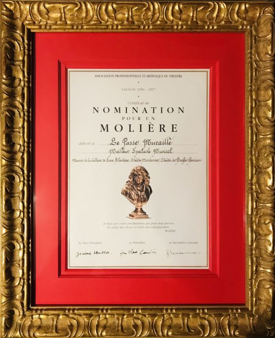 Le Moliere du meilleur spectacle musical Passe muraille